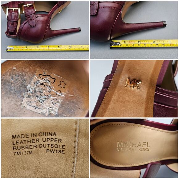 Stiletto Ankle Bootie MMK Blaze Size 7 OpenToe Buckle High Heel Burgundy Leather - Picture 7 of 12